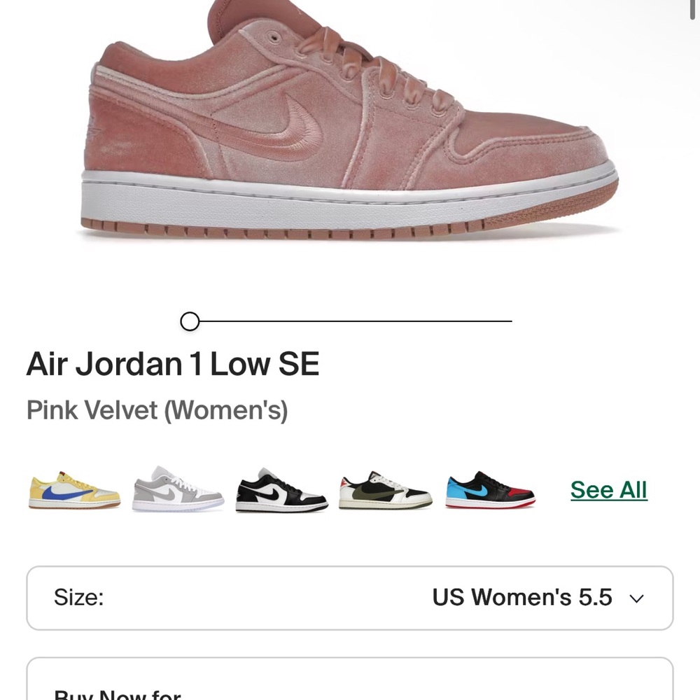 Nike Air Jordan 1 Low SE Pink Velvet Sneakers